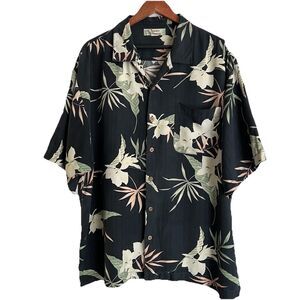 Tommy Bahama Mens Orchid Leaves Silk Camp Shirt Size XL Tropical